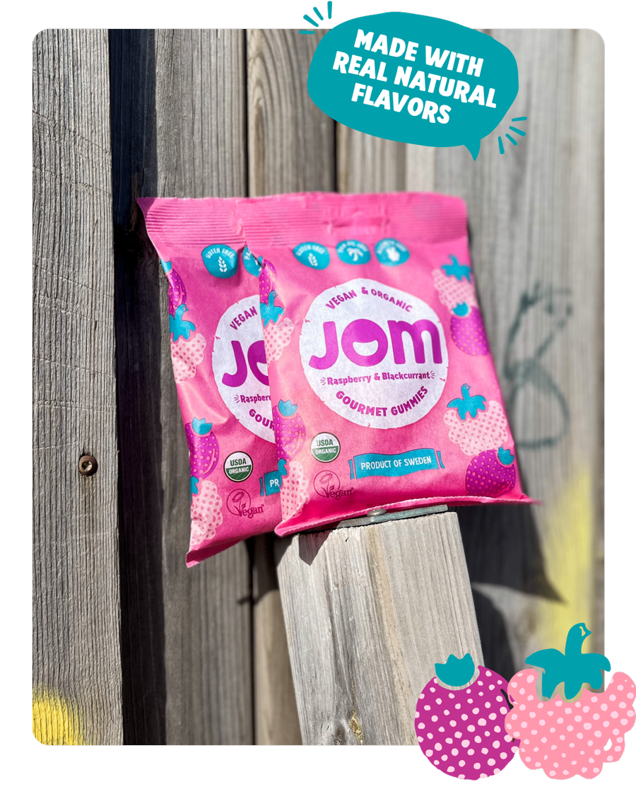 Organic & Vegan Candy - Swedish Raspberry & Blackcurrant Gummies – JOM